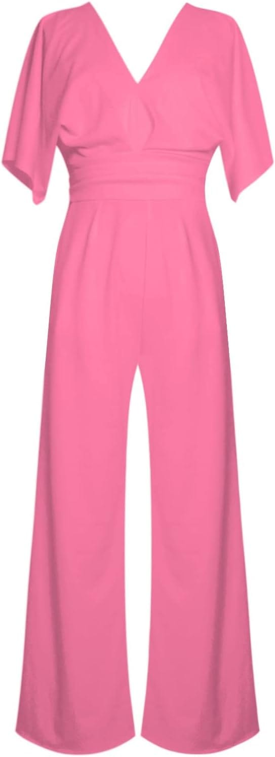 Eleganter V-Ausschnitt Jumpsuit mit weiten Beinen