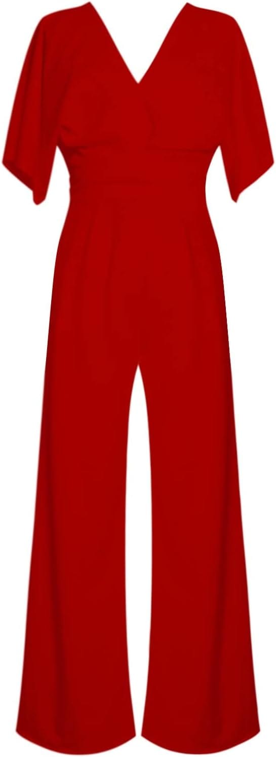 Eleganter V-Ausschnitt Jumpsuit mit weiten Beinen