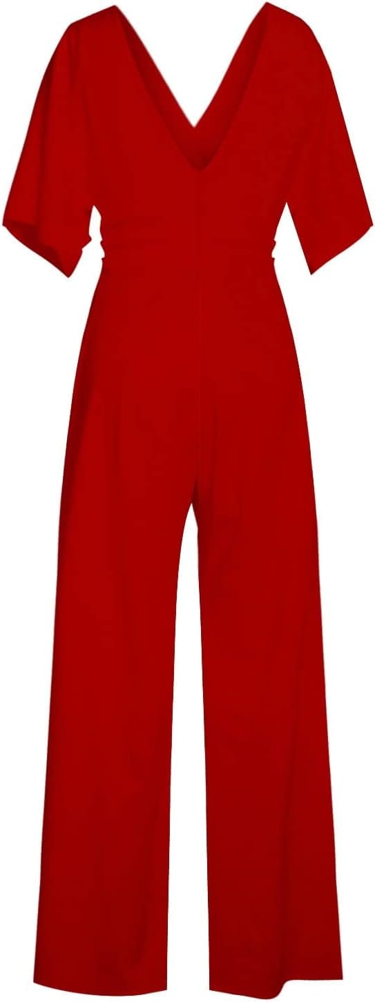 Eleganter V-Ausschnitt Jumpsuit mit weiten Beinen