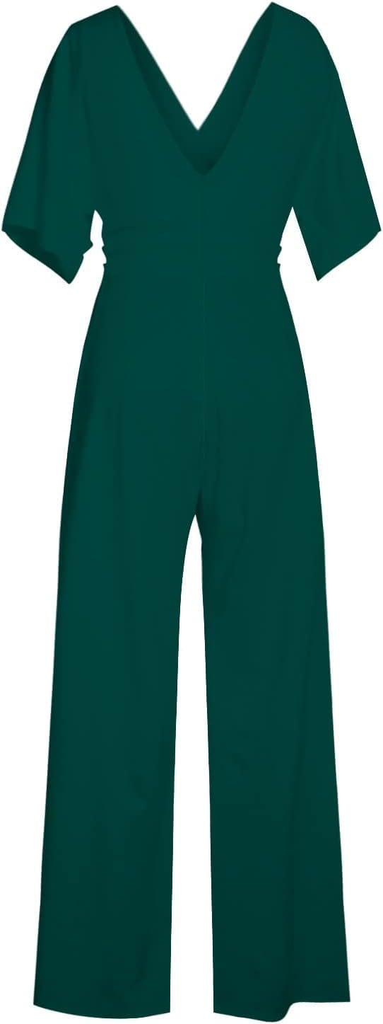 Eleganter V-Ausschnitt Jumpsuit mit weiten Beinen