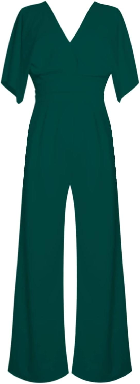 Eleganter V-Ausschnitt Jumpsuit mit weiten Beinen