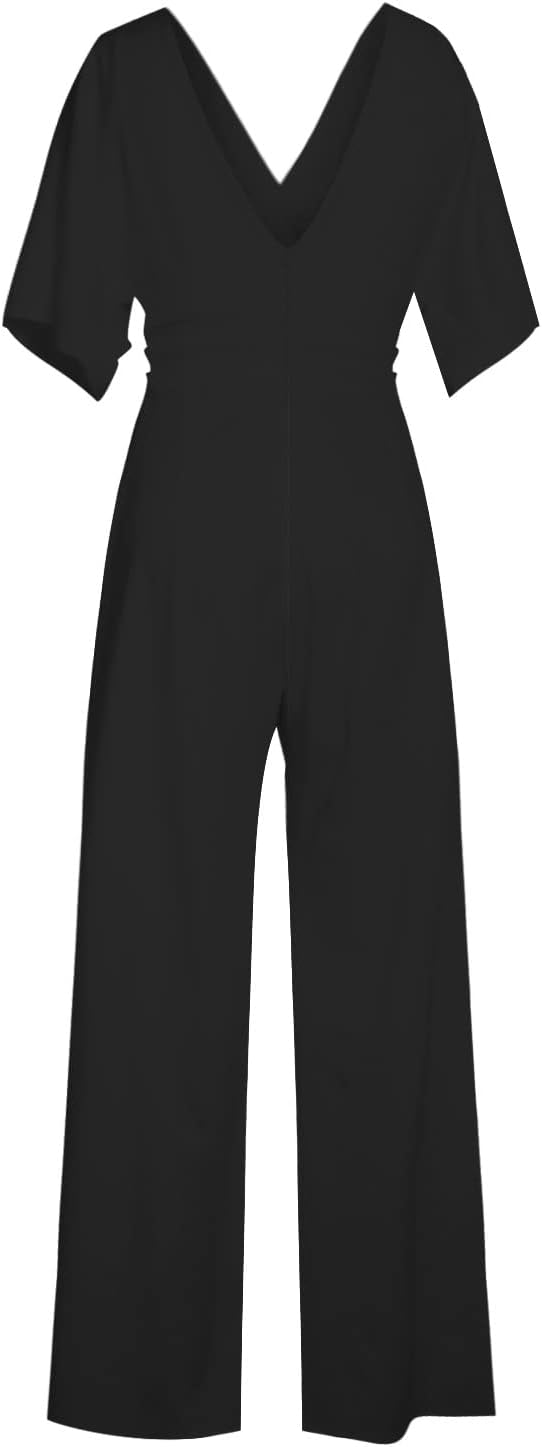 Eleganter V-Ausschnitt Jumpsuit mit weiten Beinen