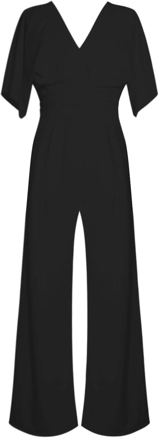 Eleganter V-Ausschnitt Jumpsuit mit weiten Beinen