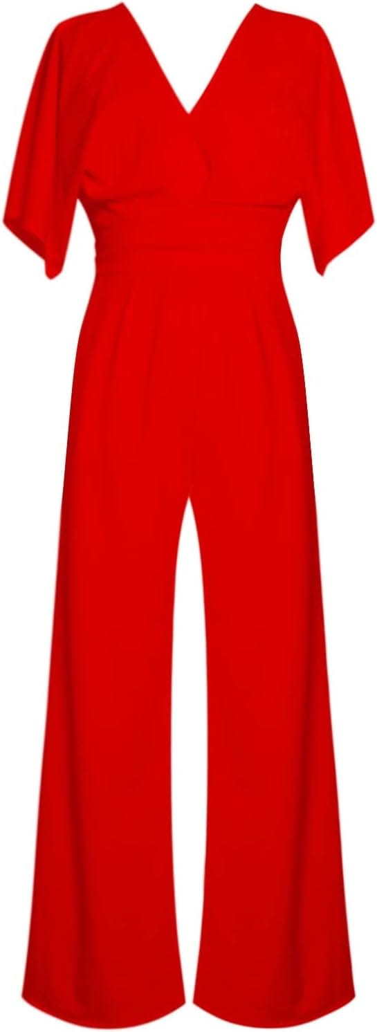 Eleganter V-Ausschnitt Jumpsuit mit weiten Beinen