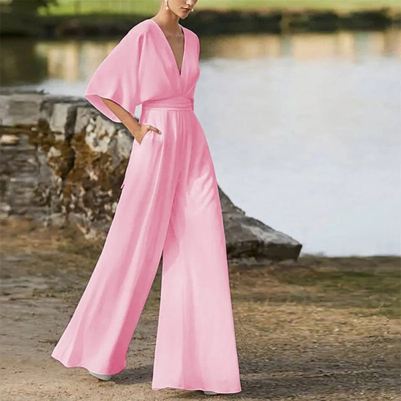 Eleganter V-Ausschnitt Jumpsuit mit weiten Beinen