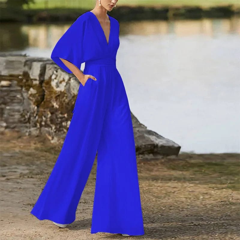 Eleganter V-Ausschnitt Jumpsuit mit weiten Beinen