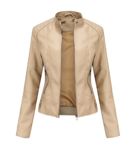 Damen Lederjacke mit Mao-Kragen