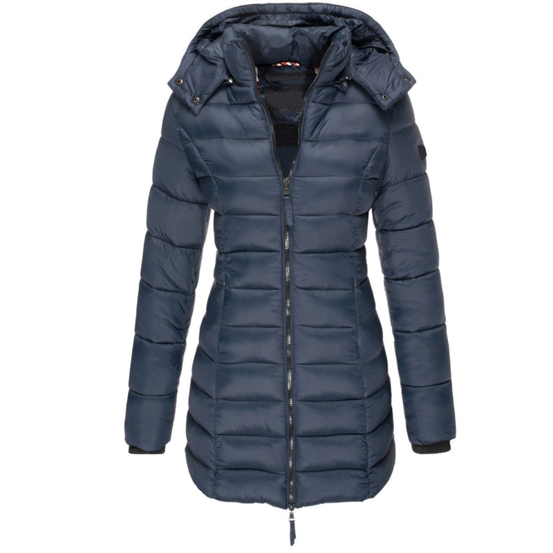 Daunenjacke mit Kapuze und Reißverschluss