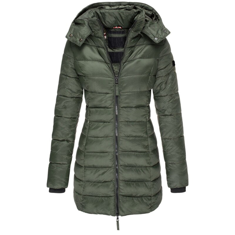 Daunenjacke mit Kapuze und Reißverschluss