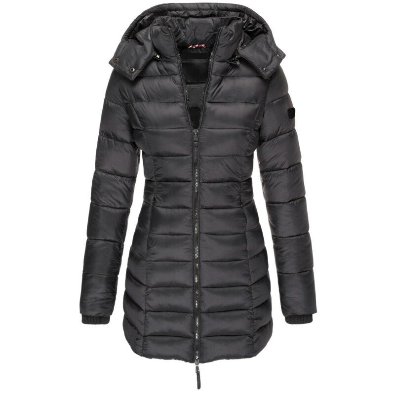 Daunenjacke mit Kapuze und Reißverschluss