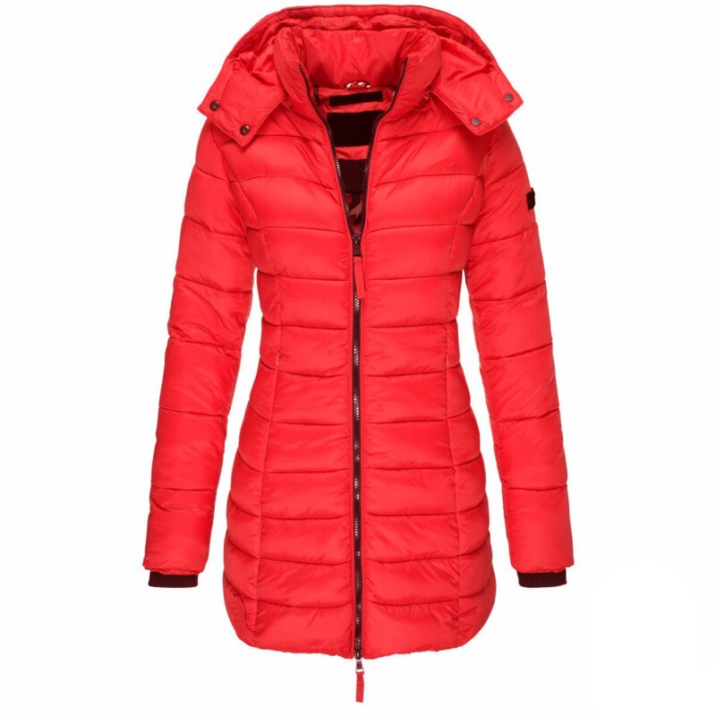 Daunenjacke mit Kapuze und Reißverschluss