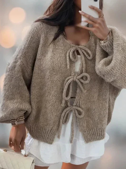 Strickcardigan mit Schleifenverschluss - Boho Style