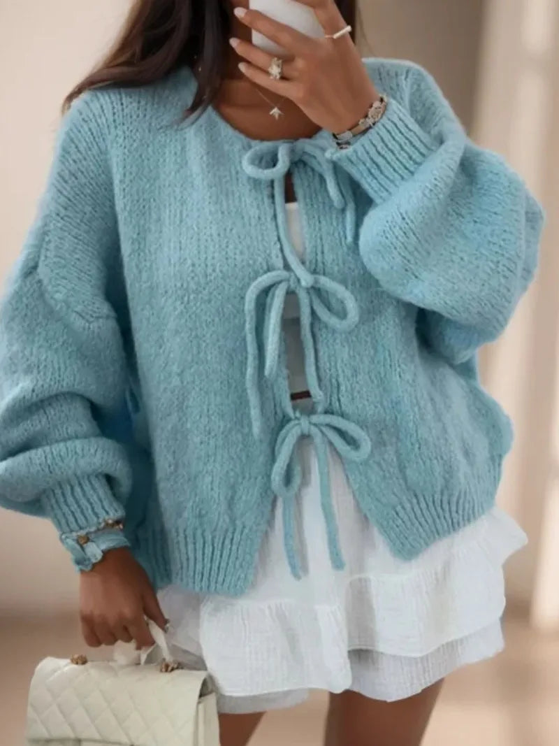 Strickcardigan mit Schleifenverschluss - Boho Style