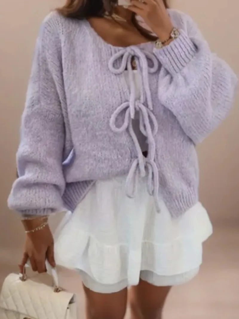 Strickcardigan mit Schleifenverschluss - Boho Style