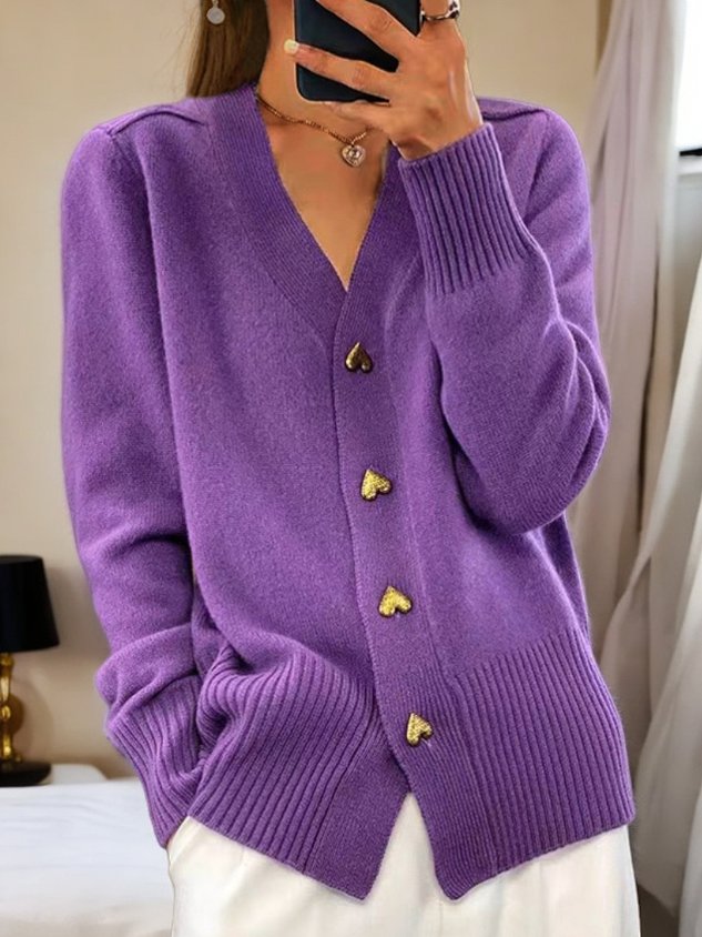 V-Ausschnitt Strickjacke mit Knöpfen - Stilvoll & Vielseitig