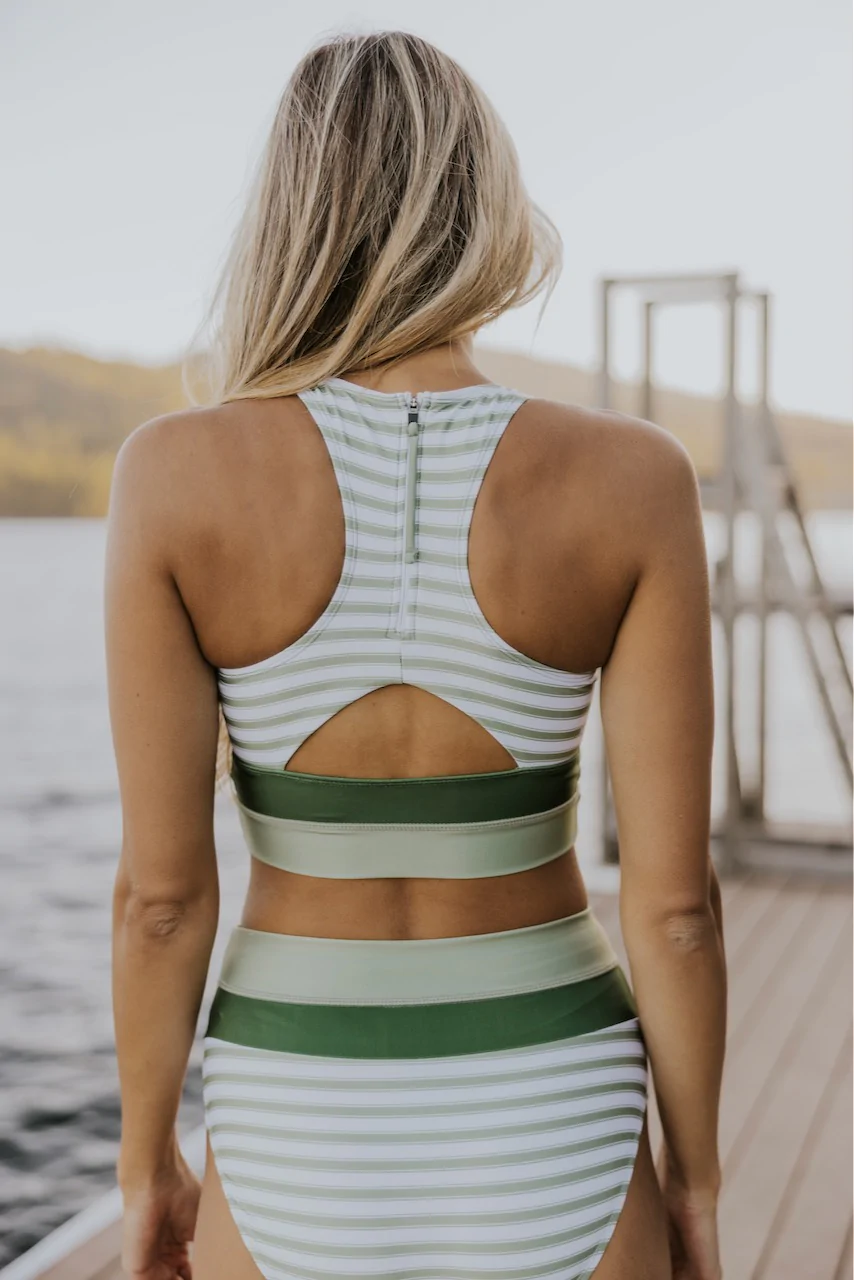 Farbblock Bikini-Set aus recyceltem Polyester