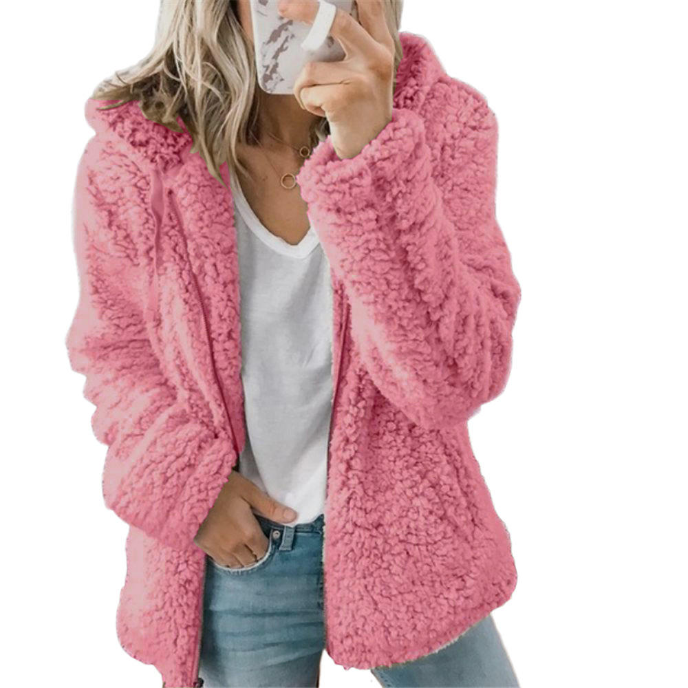 Eleganter Damen Teddy-Pelzmantel mit Fleece und Reißverschluss