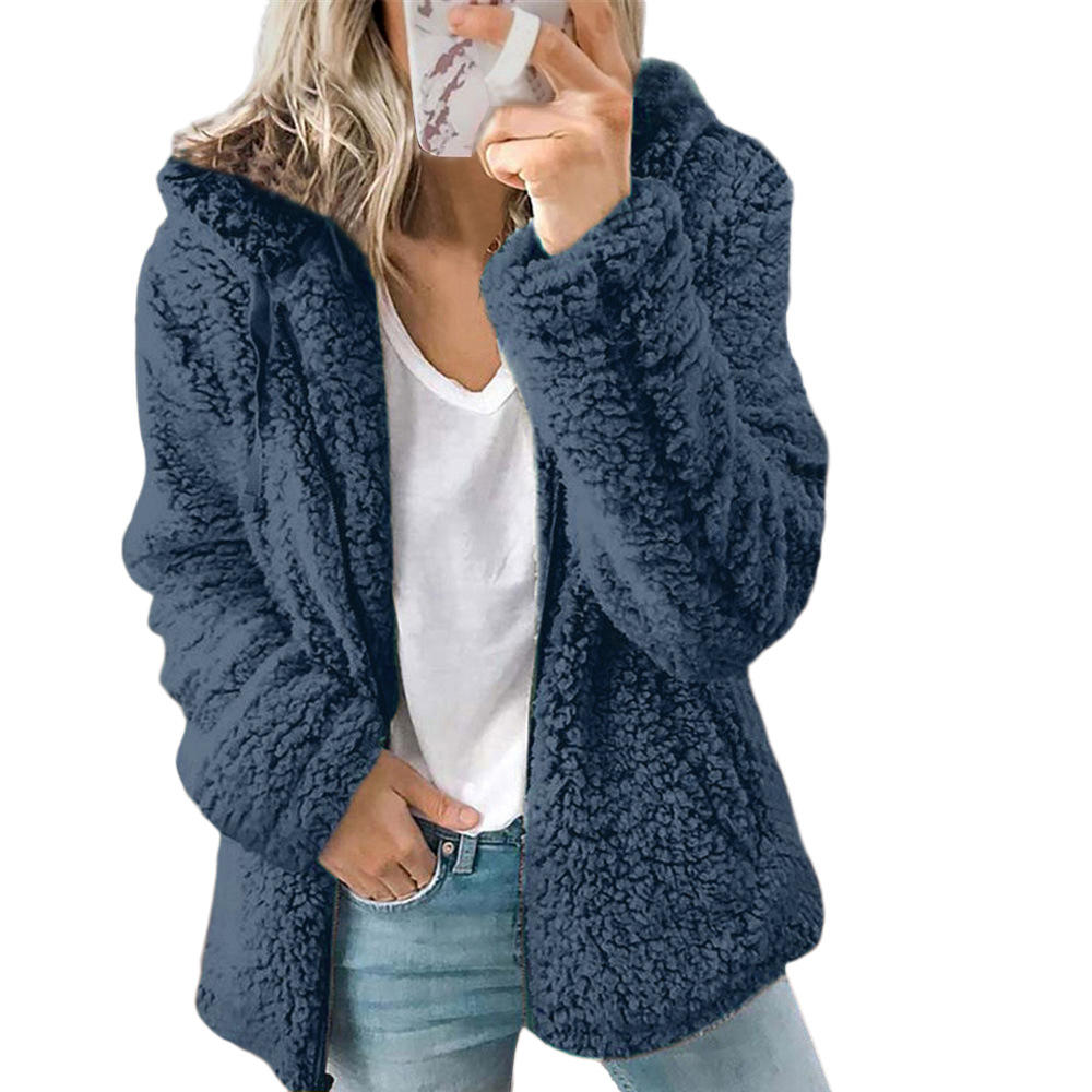 Eleganter Damen Teddy-Pelzmantel mit Fleece und Reißverschluss