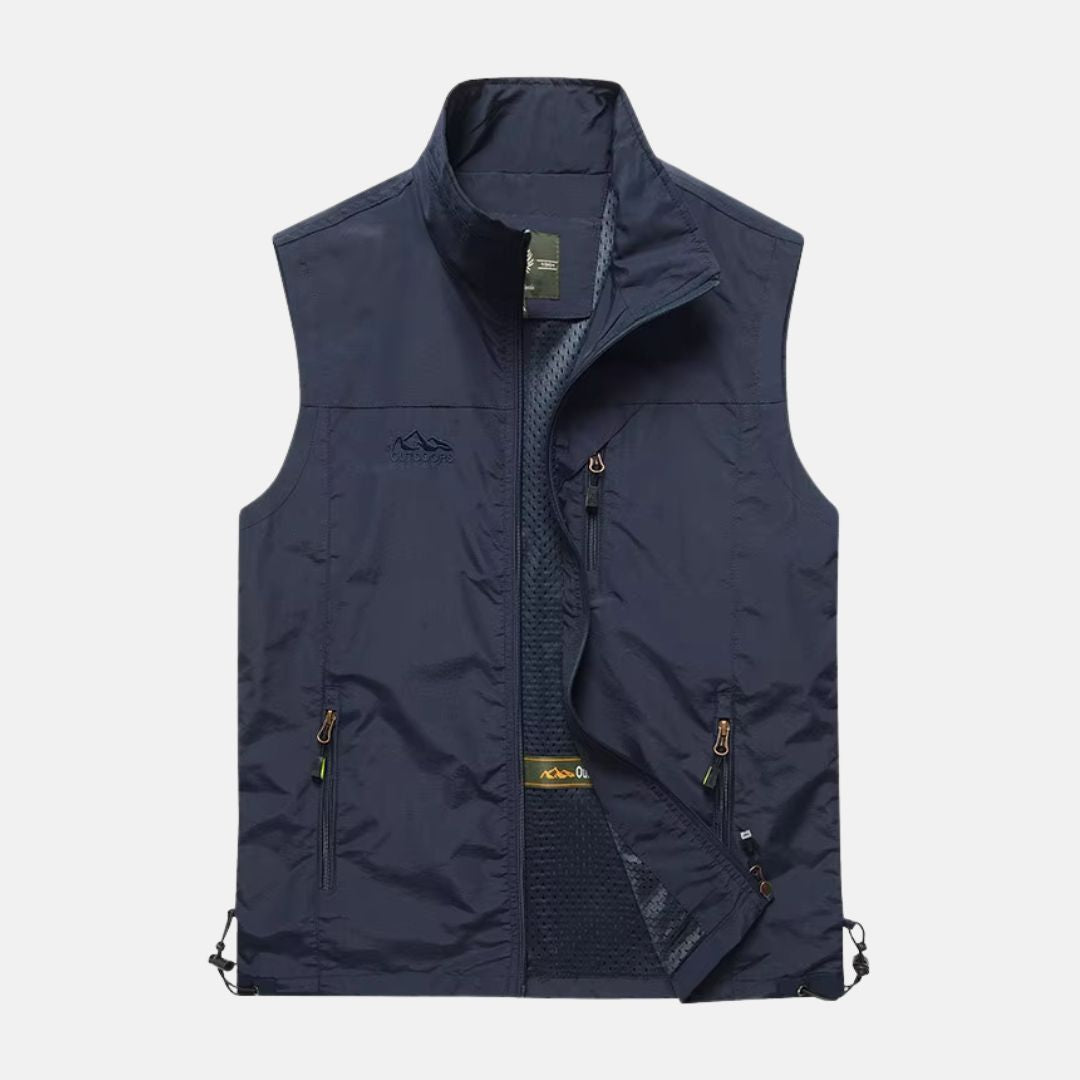 Herren Multifunktionsweste: Leichte Outdoor-Weste mit Taschen