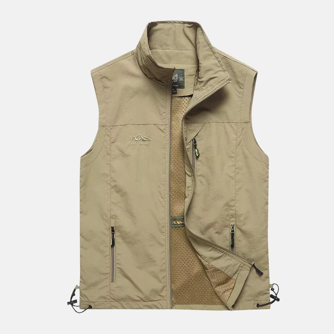 Herren Multifunktionsweste: Leichte Outdoor-Weste mit Taschen