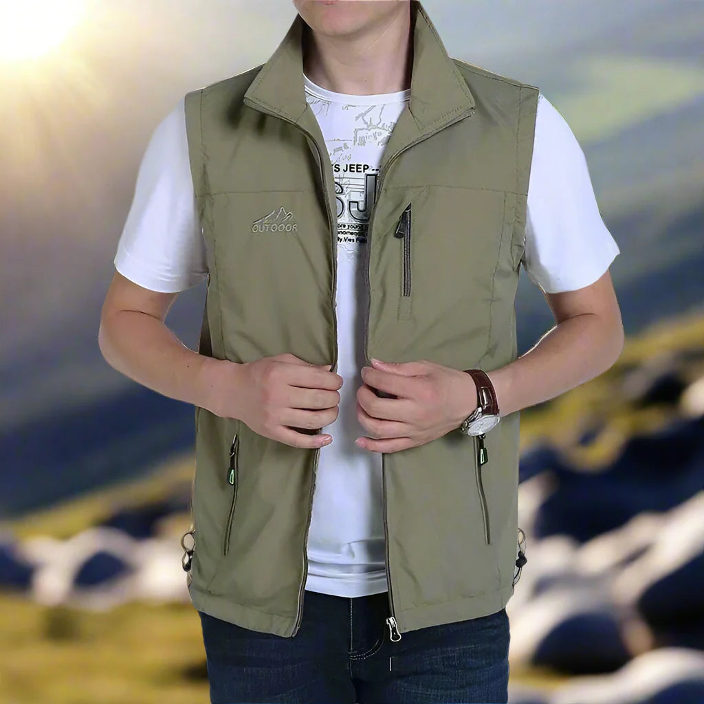 Herren Multifunktionsweste: Leichte Outdoor-Weste mit Taschen