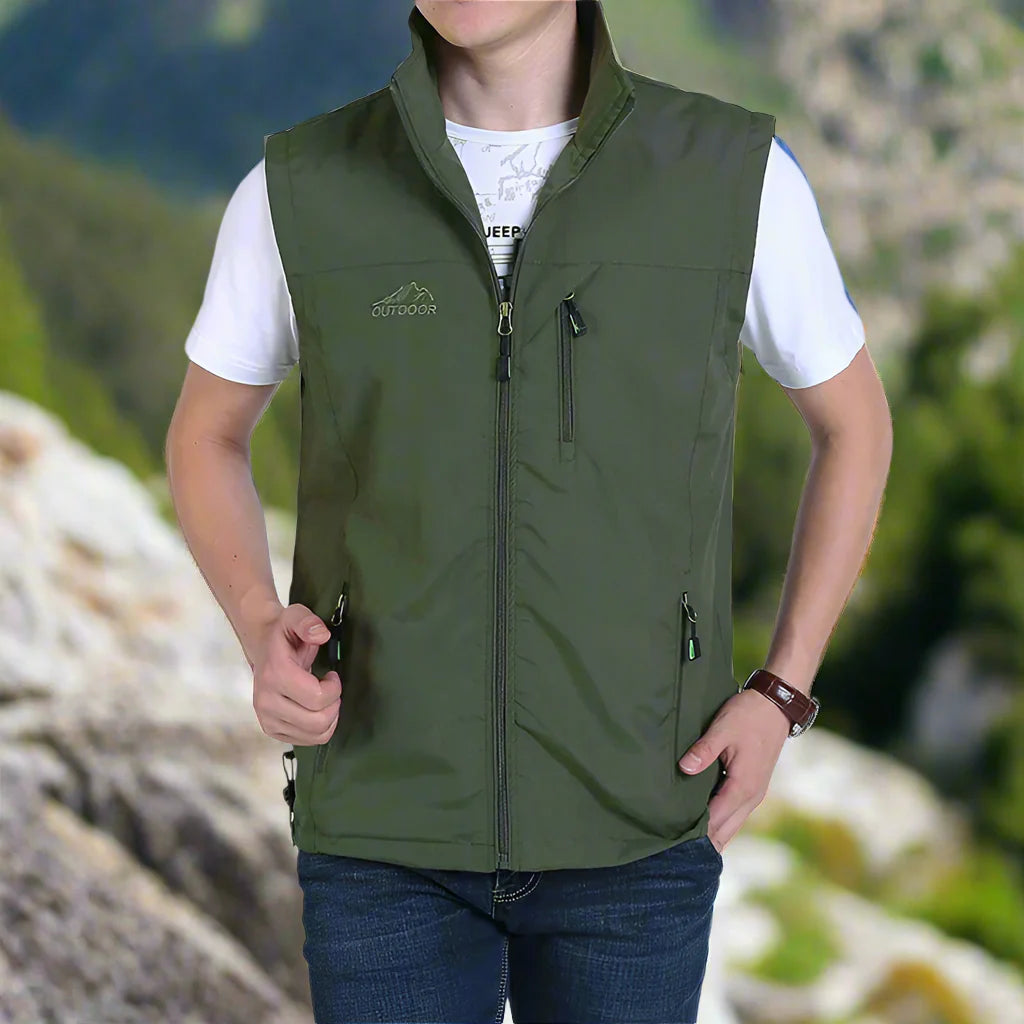 Herren Multifunktionsweste: Leichte Outdoor-Weste mit Taschen