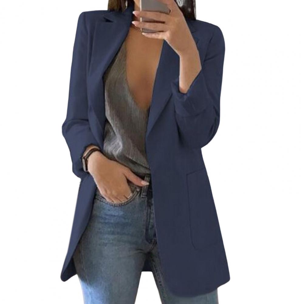 Eleganter Damen-Wollblazer mit langem Schnitt