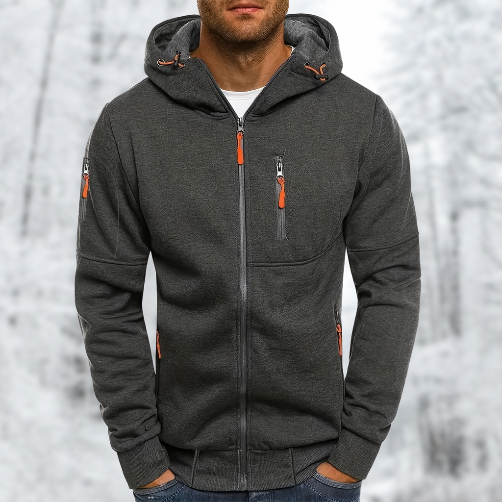 Herren Kapuzenjacke mit Reißverschluss: Hochwertiger, warmer Stoff