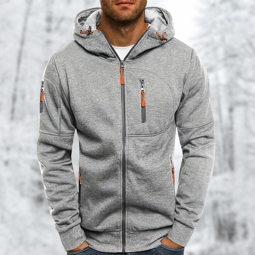 Herren Kapuzenjacke mit Reißverschluss: Hochwertiger, warmer Stoff