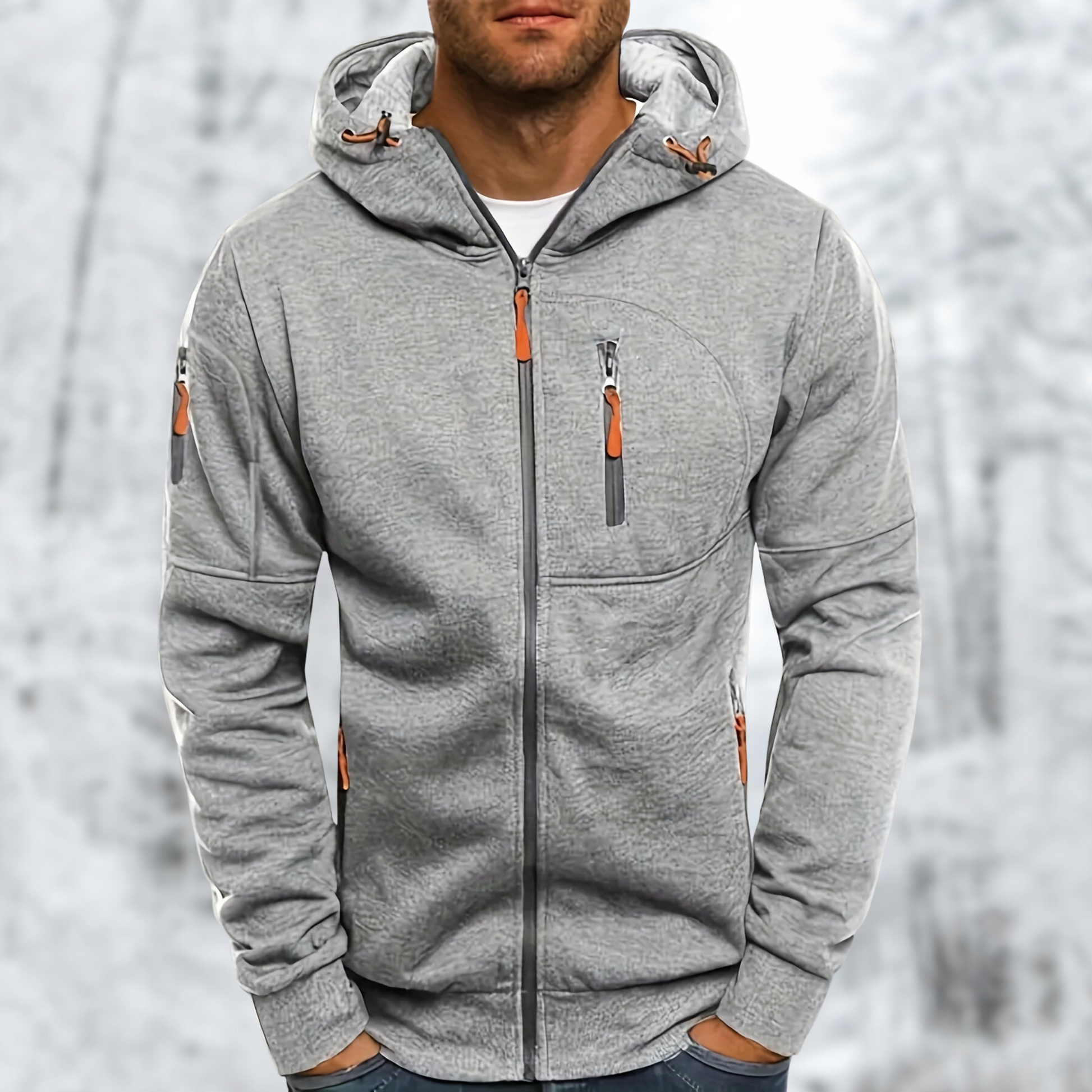 Herren Kapuzenjacke mit Reißverschluss: Hochwertiger, warmer Stoff