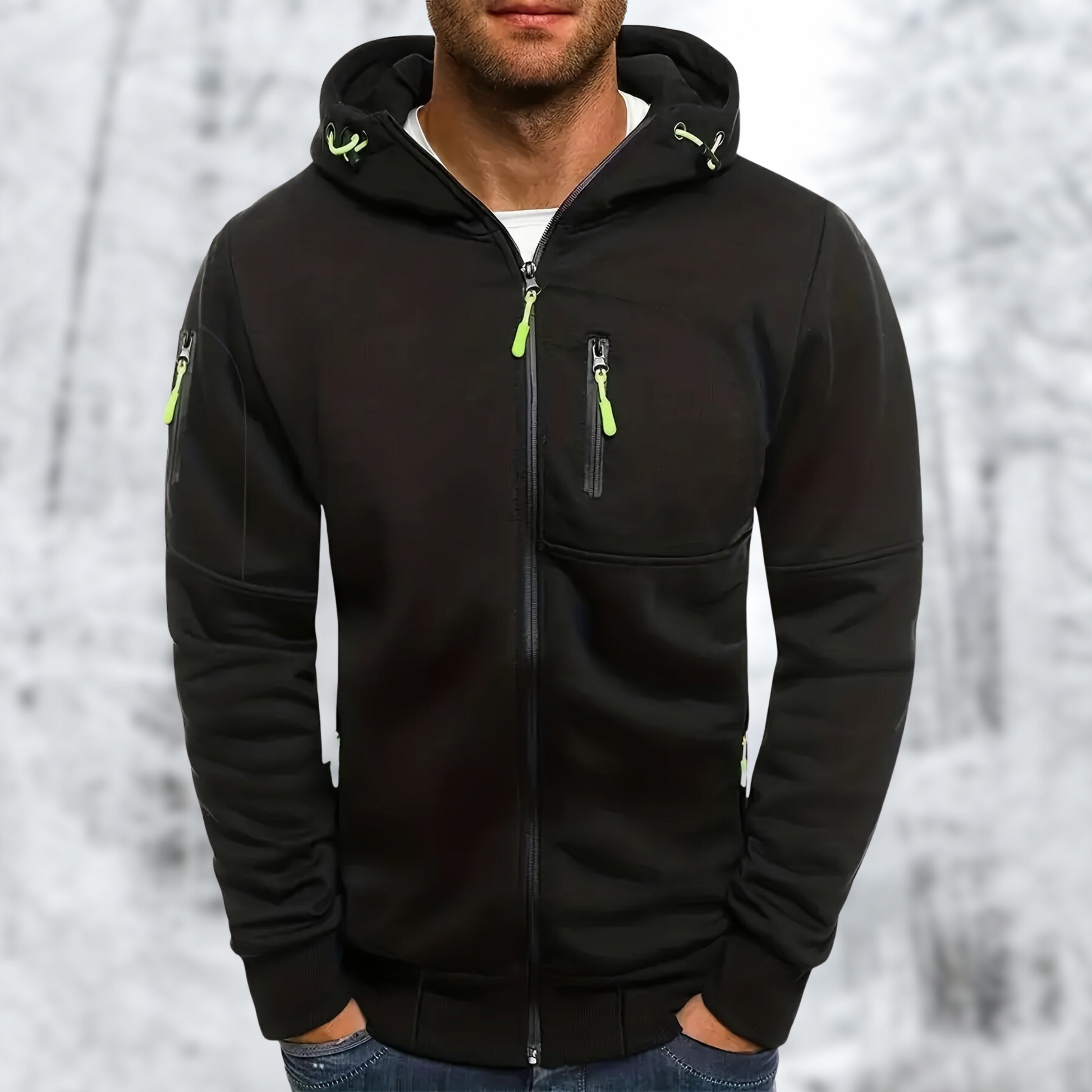 Herren Kapuzenjacke mit Reißverschluss: Hochwertiger, warmer Stoff
