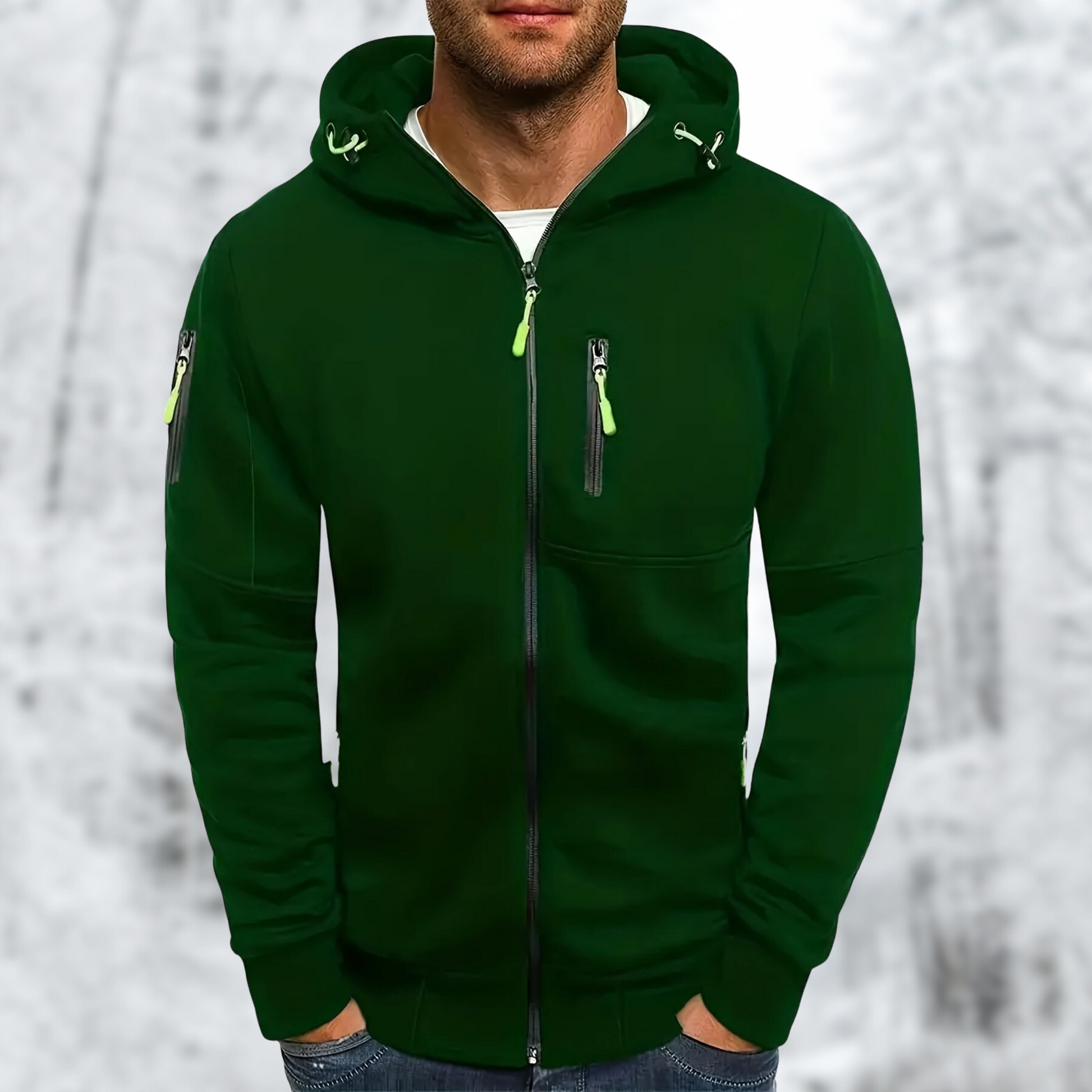 Herren Kapuzenjacke mit Reißverschluss: Hochwertiger, warmer Stoff