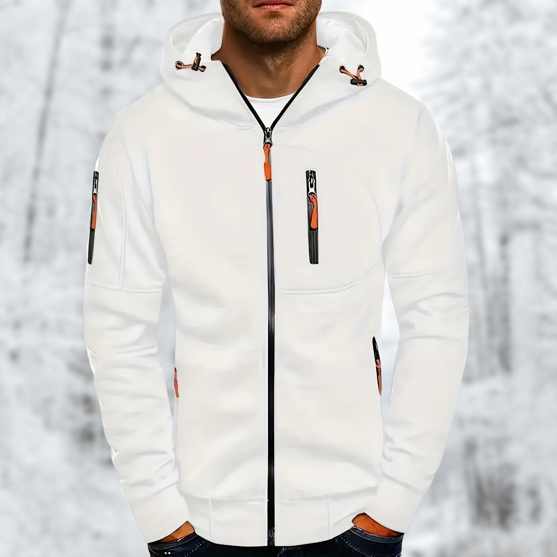 Herren Kapuzenjacke mit Reißverschluss: Hochwertiger, warmer Stoff