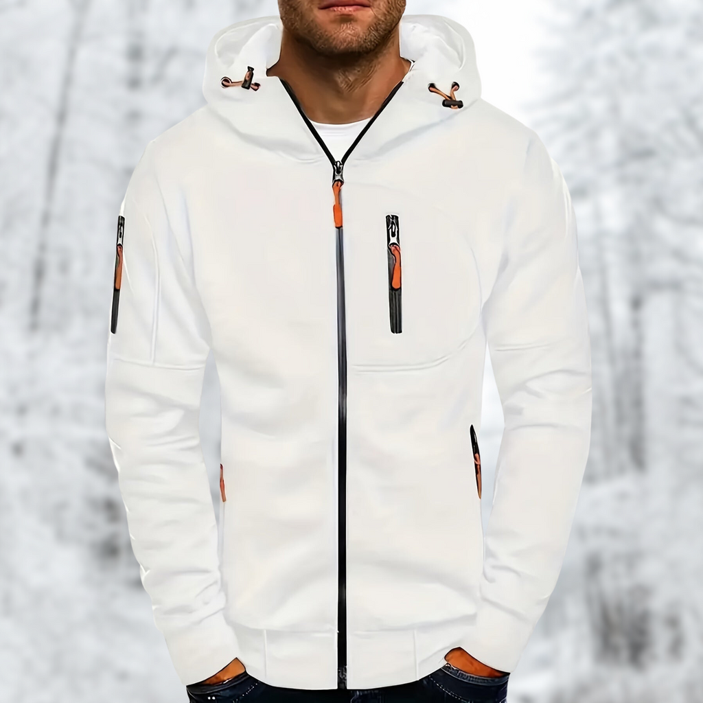 Herren Kapuzenjacke mit Reißverschluss: Hochwertiger, warmer Stoff