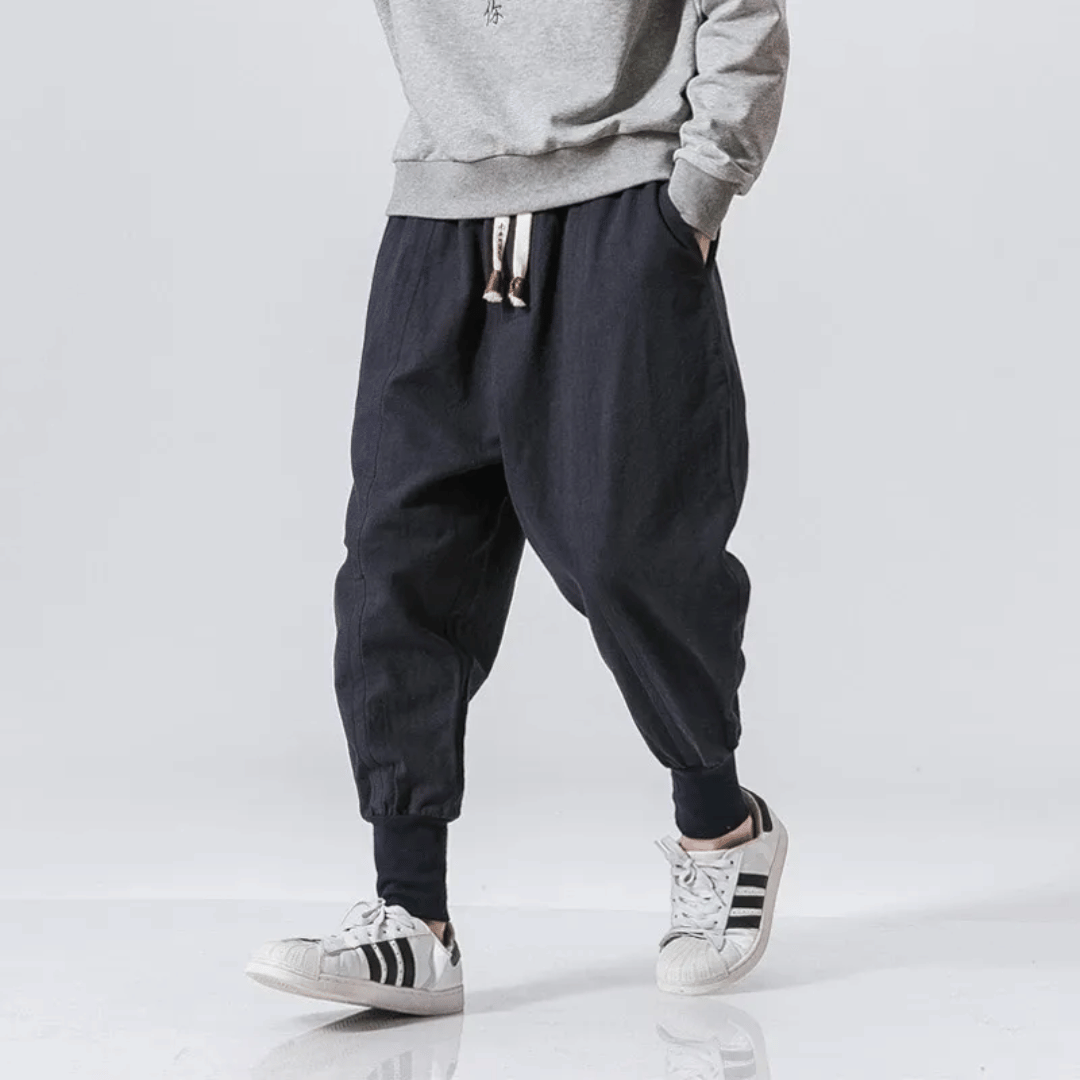 WW Kezno Japanische Baumwollhose: Weite, bequeme Hose im japanischen Stil