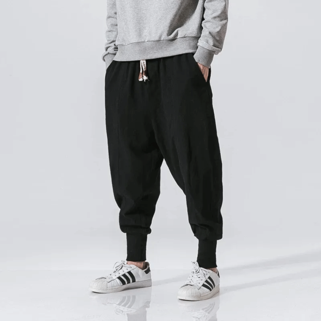 WW Kezno Japanische Baumwollhose: Weite, bequeme Hose im japanischen Stil