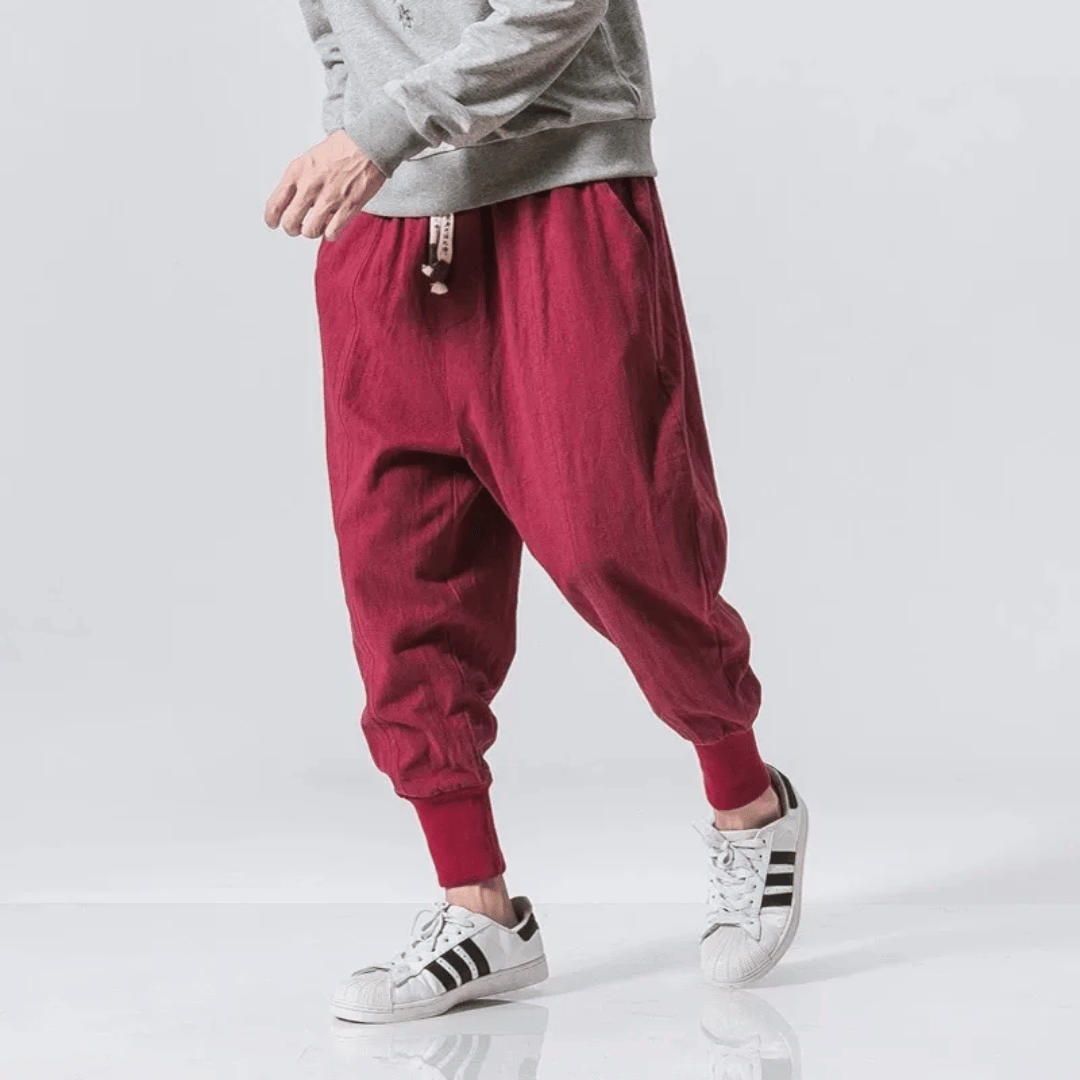 WW Kezno Japanische Baumwollhose: Weite, bequeme Hose im japanischen Stil