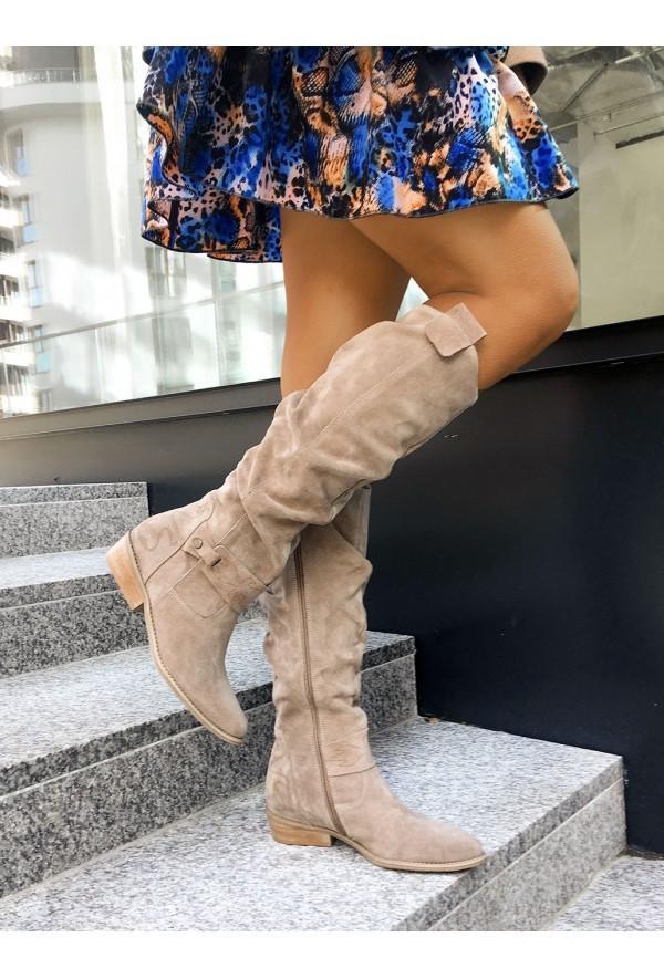 Warme Damen-Lederstiefel mit Reißverschluss