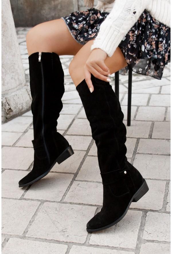 Warme Damen-Lederstiefel mit Reißverschluss