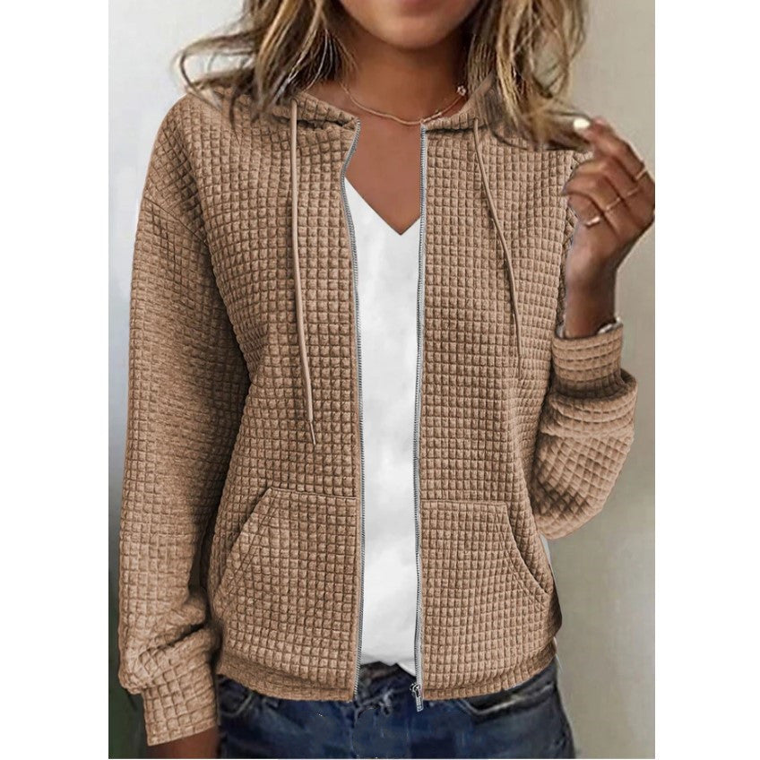 Damen Fleecejacke Waffelmuster