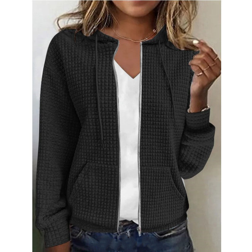 Damen Fleecejacke Waffelmuster