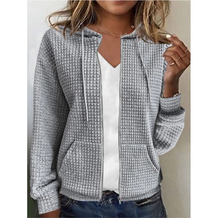 Damen Fleecejacke Waffelmuster