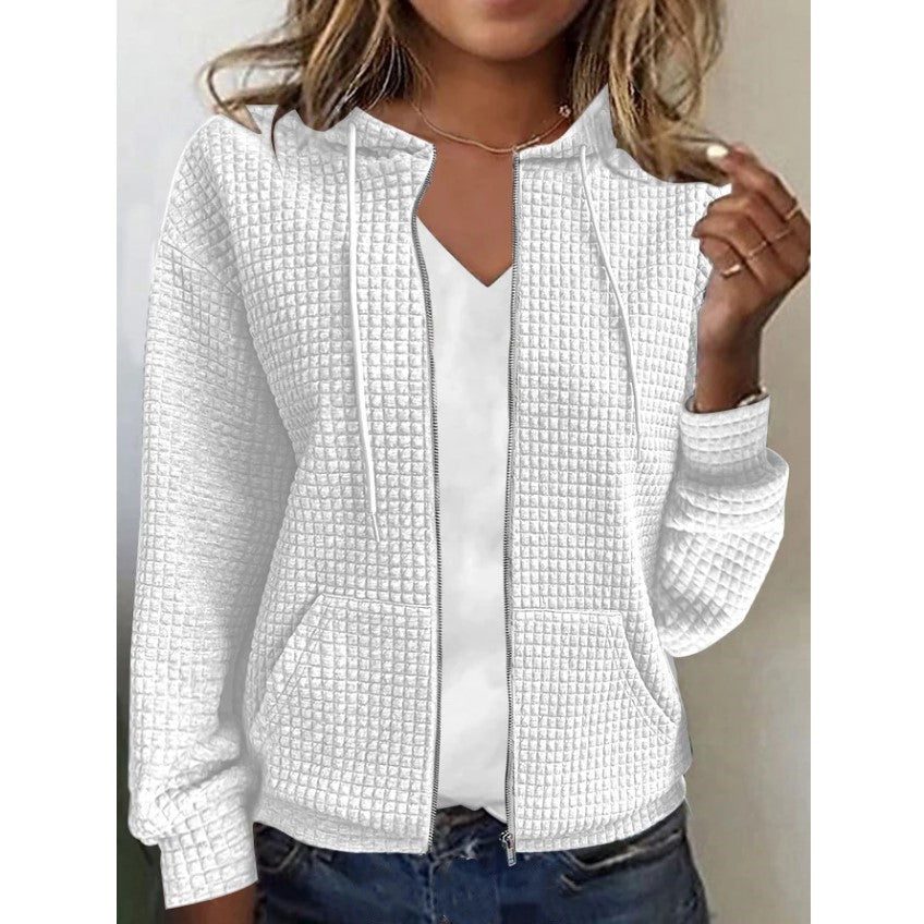 Damen Fleecejacke Waffelmuster