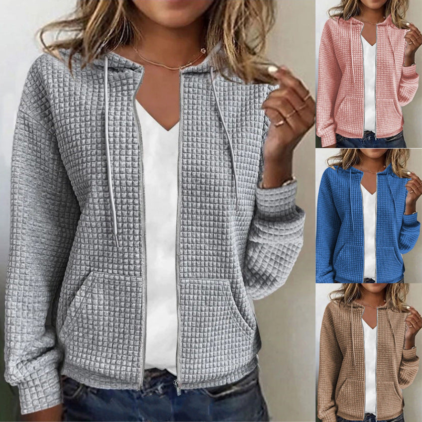 Damen Fleecejacke Waffelmuster
