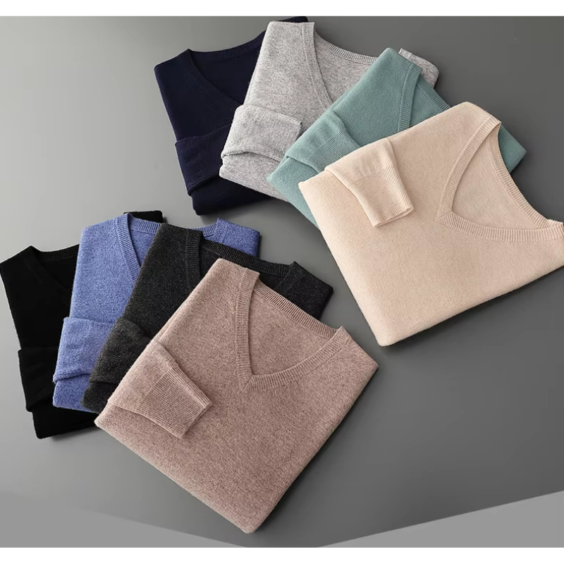Herren Kaschmirpullover V-Ausschnitt