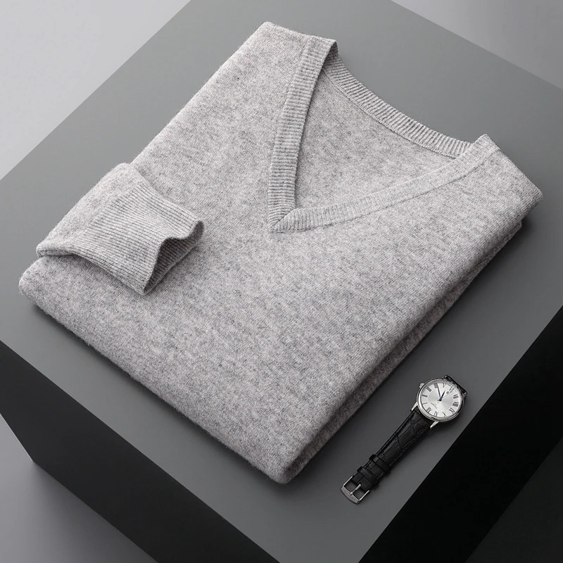 Herren Kaschmirpullover V-Ausschnitt
