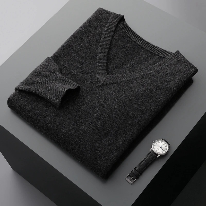 Herren Kaschmirpullover V-Ausschnitt