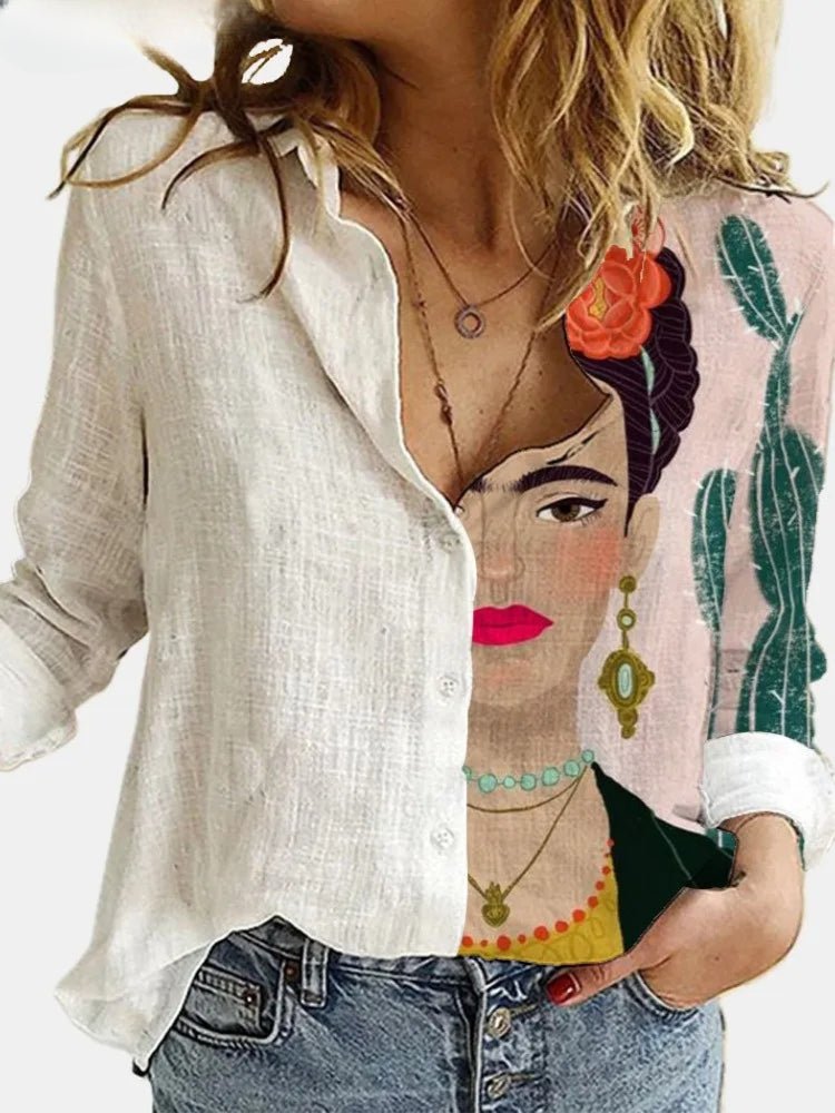Frida Hemd mit Blumenmuster - Langarm &amp; lockerer Schnitt
