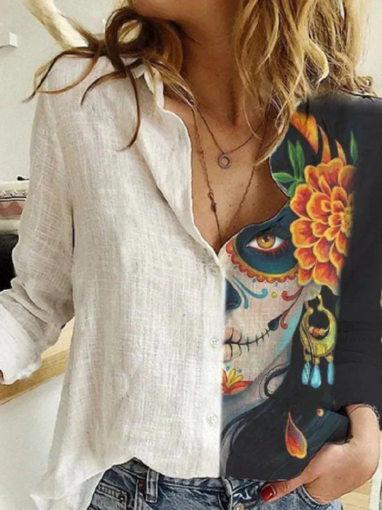 Frida Hemd mit Blumenmuster - Langarm &amp; lockerer Schnitt