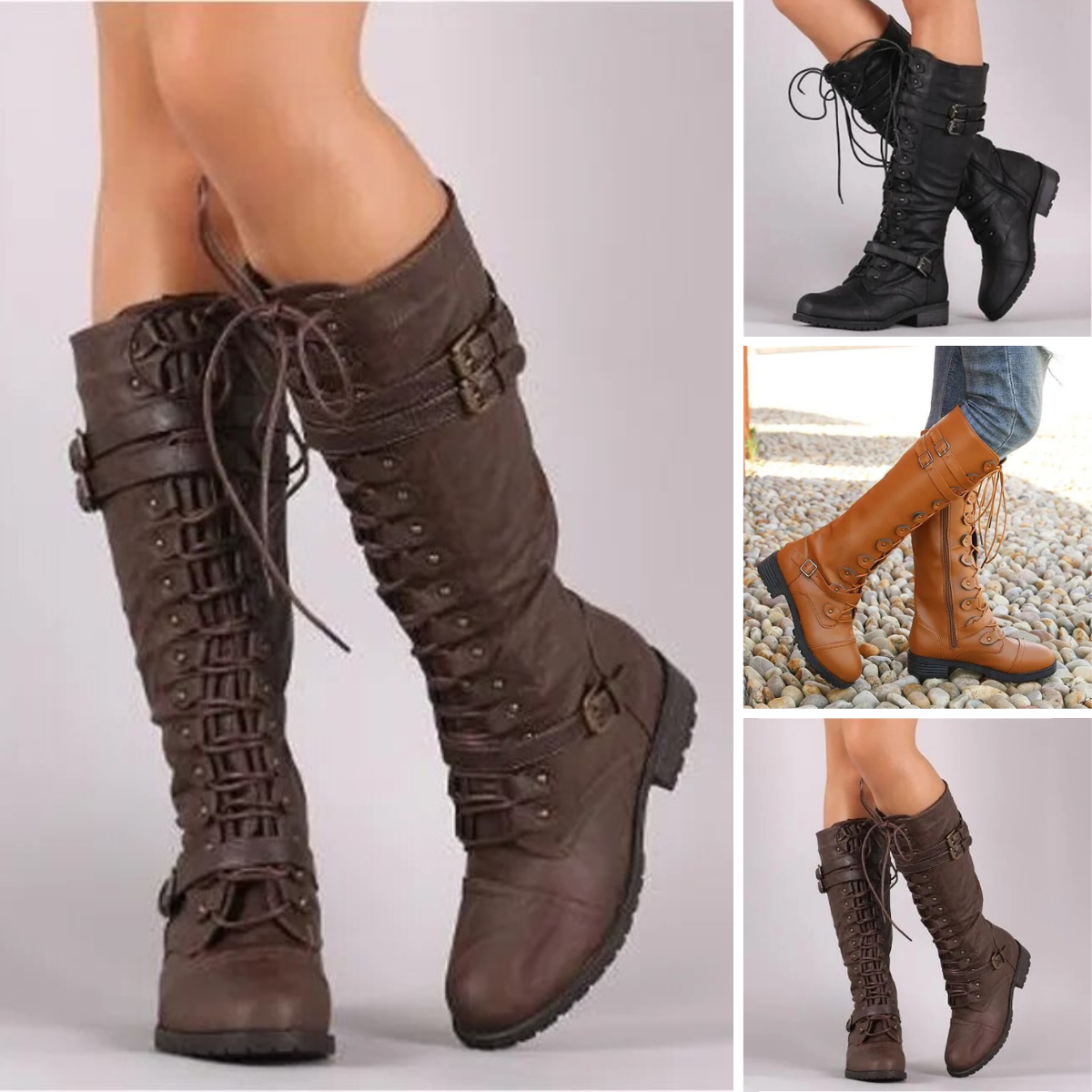 Retro Schnürstiefel mit Schnalle: Warme, bequeme Winterstiefel